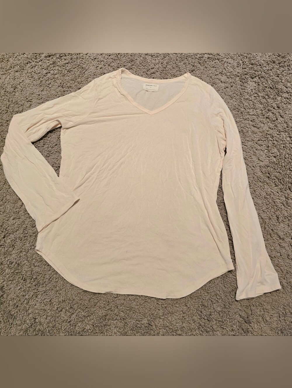 Jackson Rowe Pale Blush V-Neck Long Sleeve Tee